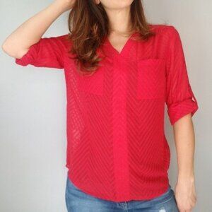 💘Covington Essentials Red Zig Zag Pattern Blouse Size Medium